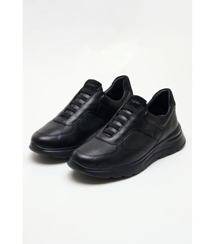Men Casual Shoes 11725 Black Leather 24HRS