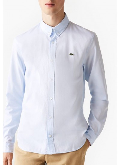 Men Shirts CH1843 LightBlue Cotton Lacoste