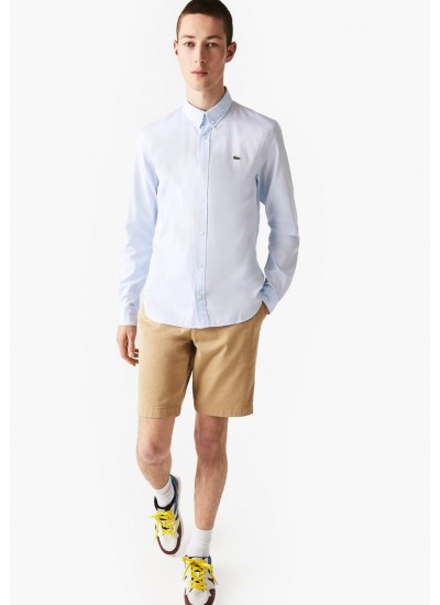 Men Shirts CH1843 LightBlue Cotton Lacoste