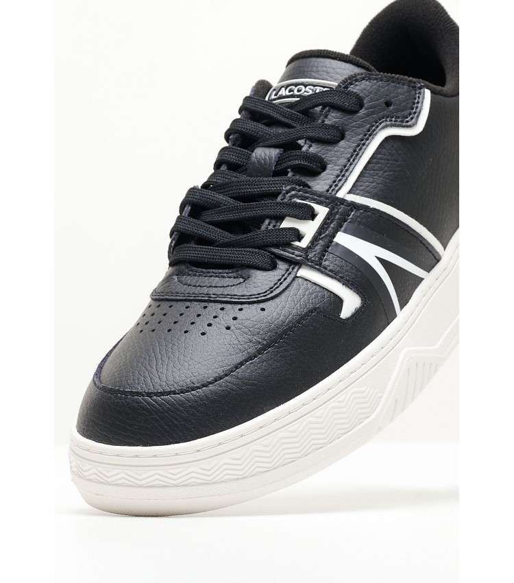 Men Casual Shoes L001.7Sma Black Leather Lacoste