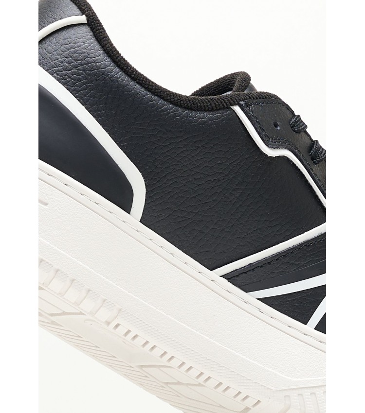 Men Casual Shoes L001.7Sma Black Leather Lacoste