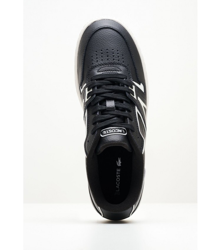 Men Casual Shoes L001.7Sma Black Leather Lacoste