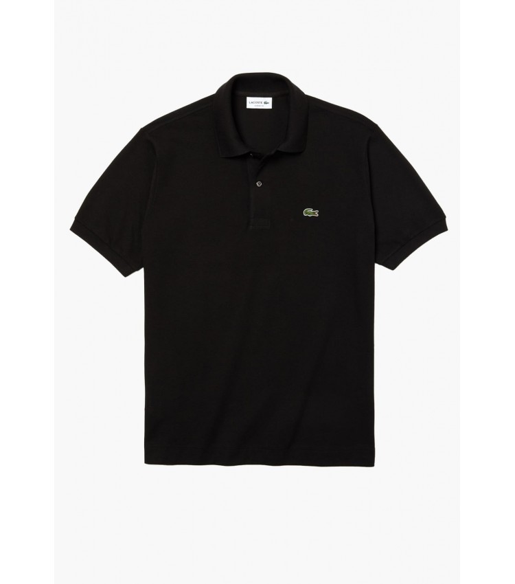 Men T-Shirts L1212 Black Cotton Lacoste