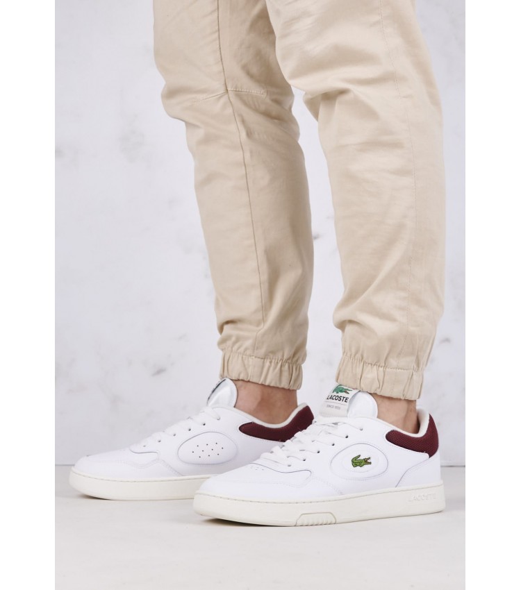 Ανδρικά Παπούτσια Casual Lineset.2231 Άσπρο Δέρμα Lacoste