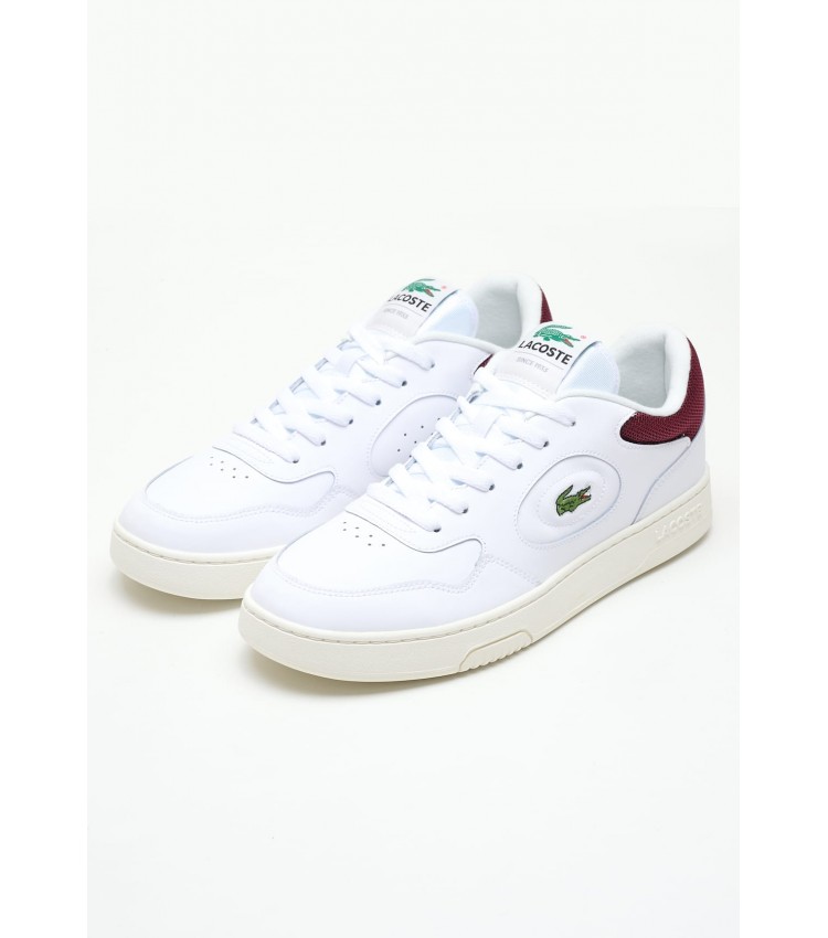 Ανδρικά Παπούτσια Casual Lineset.2231 Άσπρο Δέρμα Lacoste