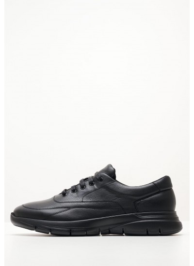 Ανδρικά Παπούτσια Casual Court.Sneaker Μαύρο Δέρμα Ralph Lauren