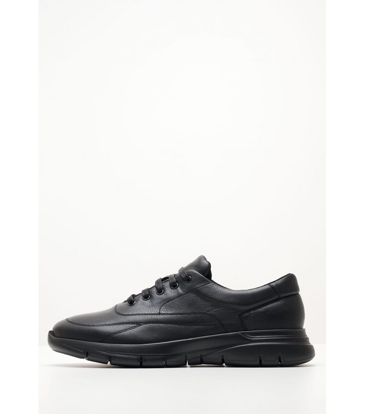 Men Casual Shoes 09L3 Black Leather Frau