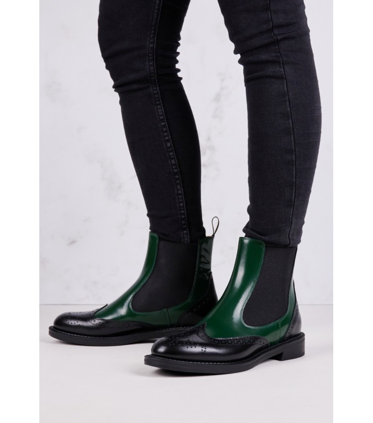 Women Boots 95Q7 Green Leather Frau