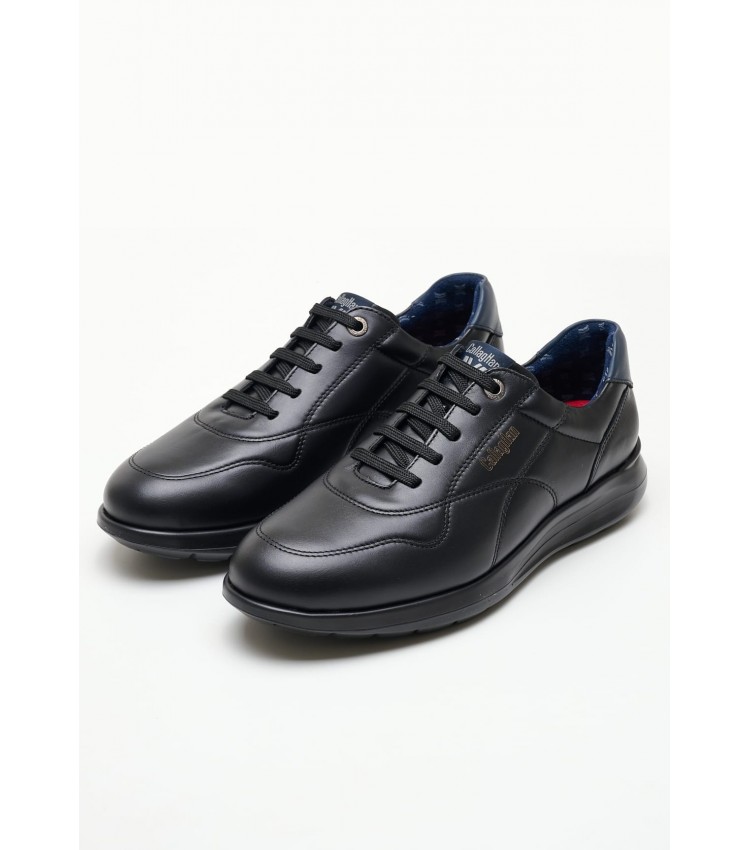 Men Casual Shoes 42612 Black Leather Callaghan