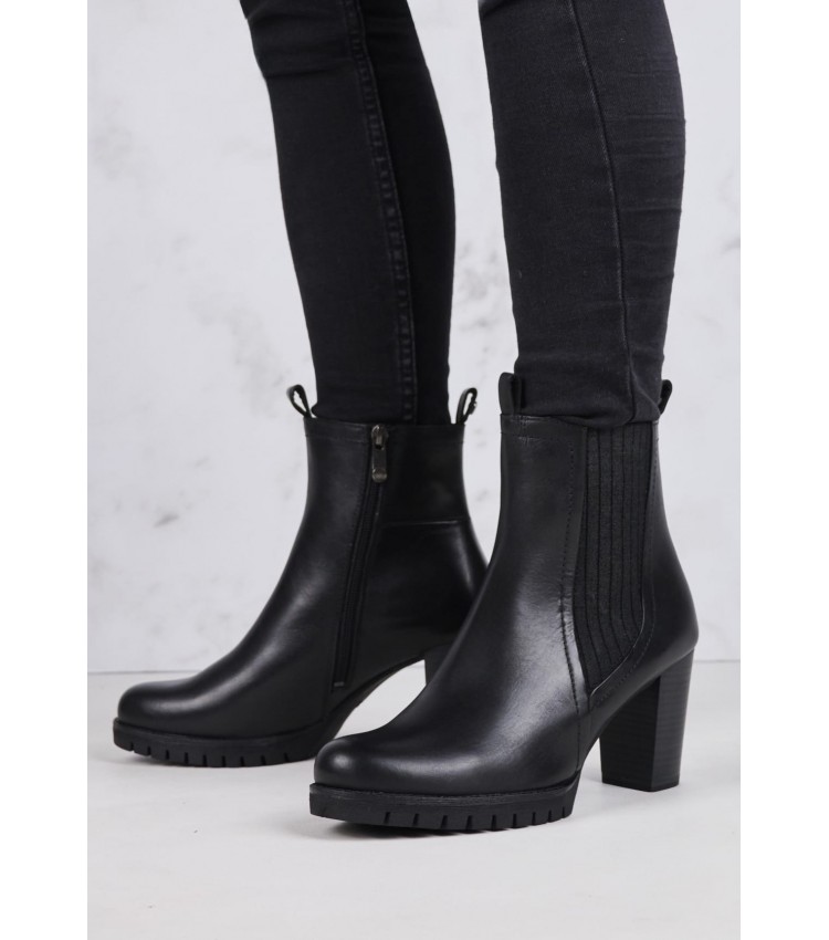 Women Boots 25447.24 Black Leather Marco Tozzi