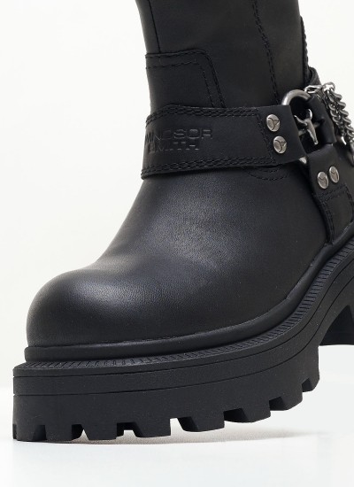 Women Boots Stone Black Leather Ash