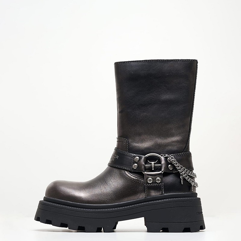Women Boots Thrilling.Pew Grey Leather Windsor Smith