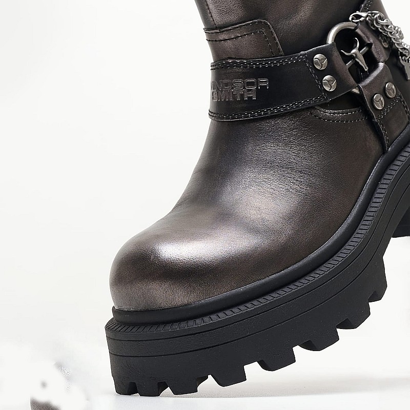 Women Boots Thrilling.Pew Grey Leather Windsor Smith