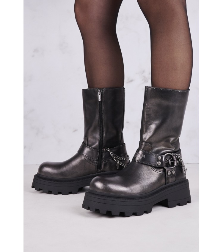 Women Boots Thrilling.Pew Grey Leather Windsor Smith