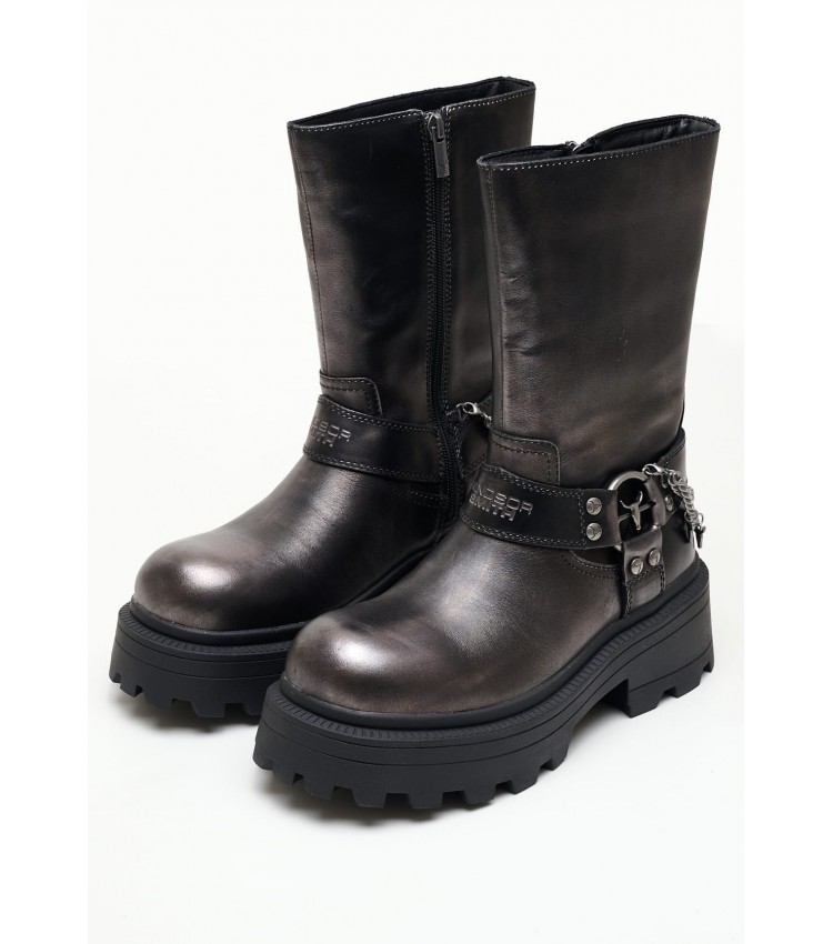 Women Boots Thrilling.Pew Grey Leather Windsor Smith