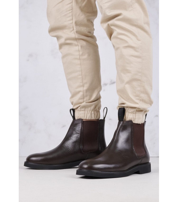 Men Boots Chelsea.Polaris Brown Leather Sebago