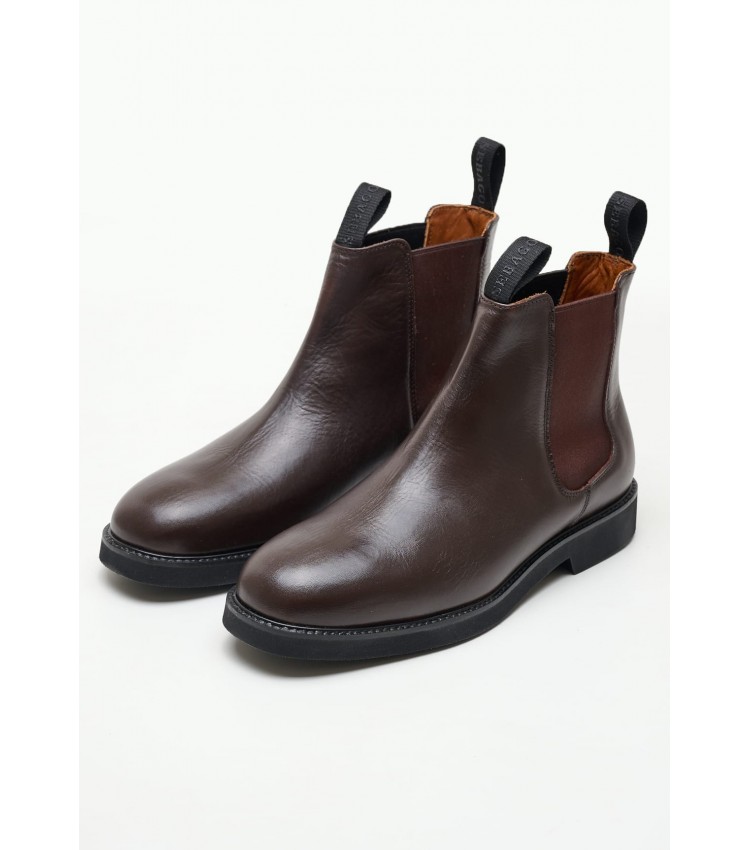 Men Boots Chelsea.Polaris Brown Leather Sebago