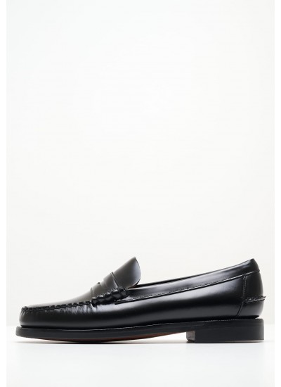 Men Moccasins Classic.Dan Black Leather Sebago