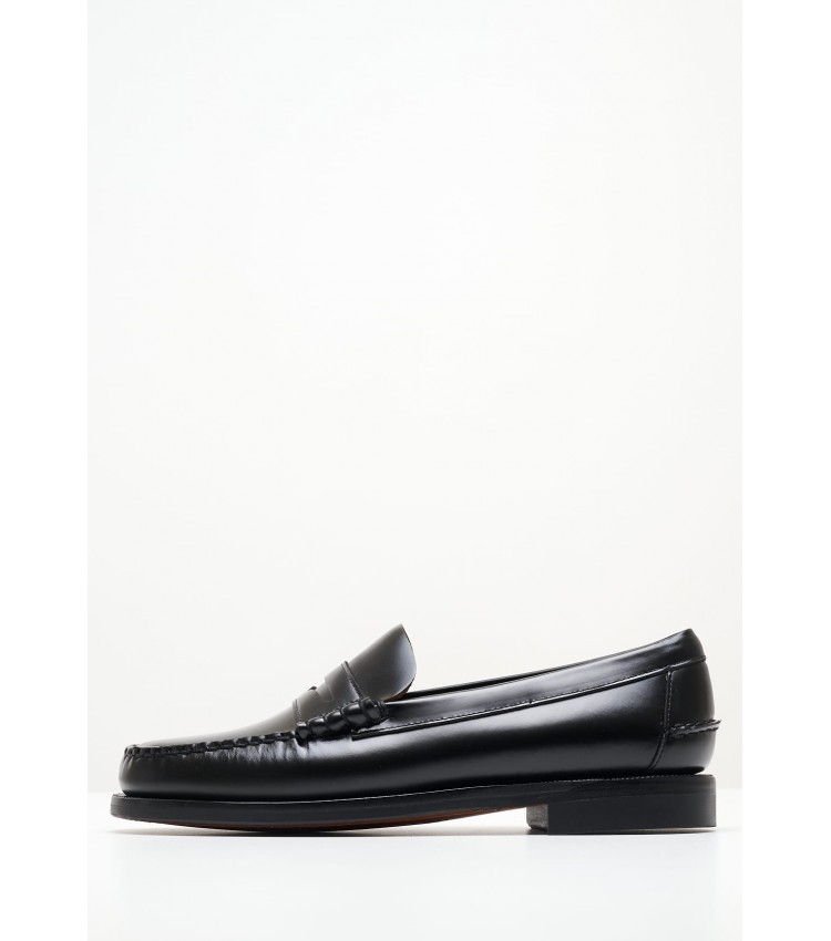 Men Moccasins Classic.Dan Black Leather Sebago