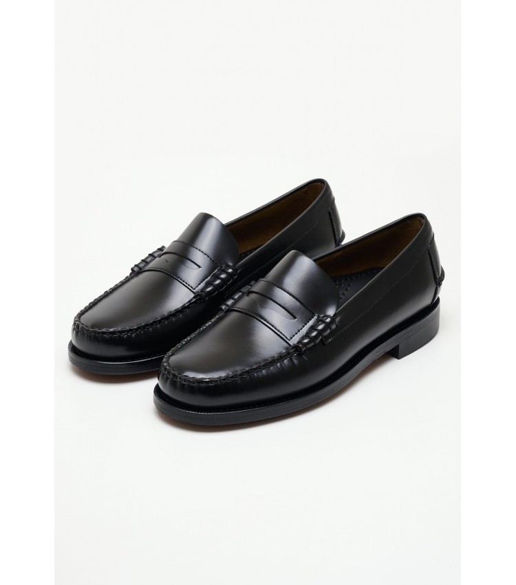 Men Moccasins Classic.Dan Black Leather Sebago