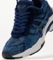 Women Casual Shoes Race.Strass Blue Fabric Ash