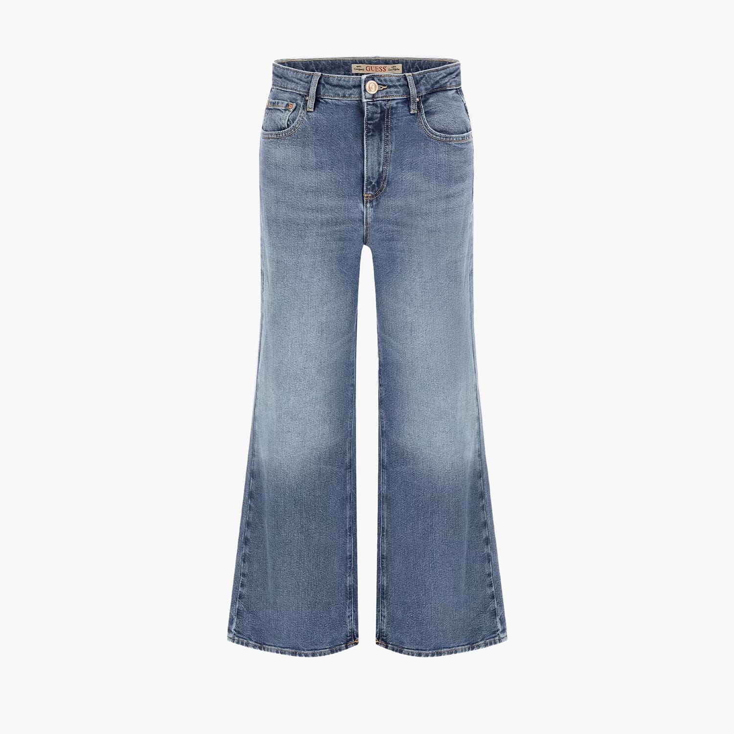 Γυναικεία Παντελόνια Ankle.Wide Μπλε Βαμβάκι Guess