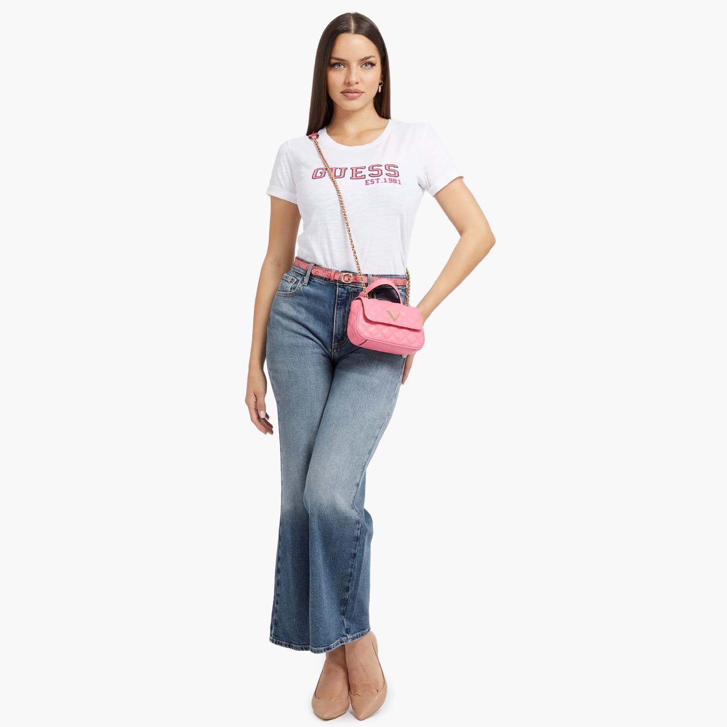 Women Trousers Ankle.Wide Blue Cotton Guess Women Trousers Ankle.Wide Blue Cotton Guess