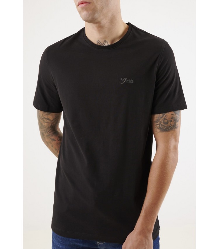 Men T-Shirts Basic.Pima Black Cotton Guess