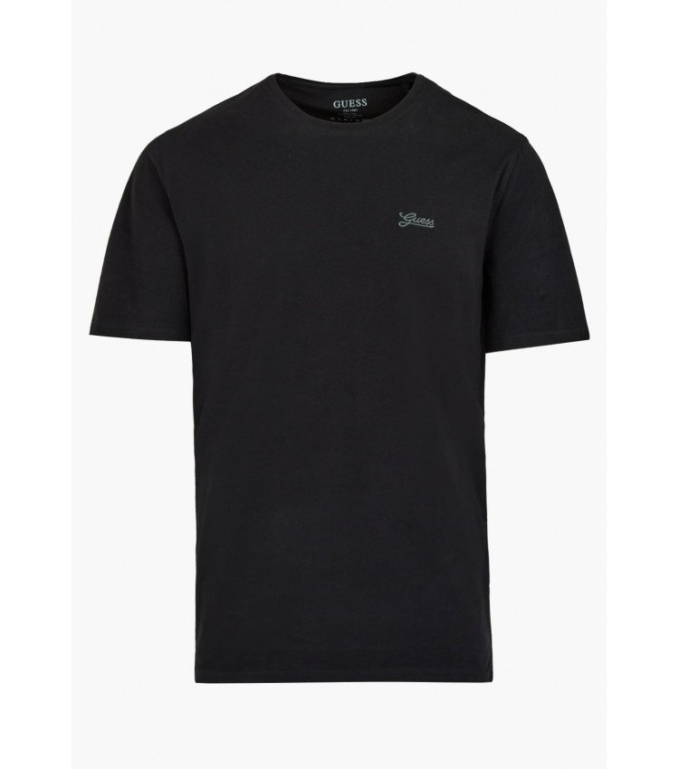 Men T-Shirts Basic.Pima Black Cotton Guess