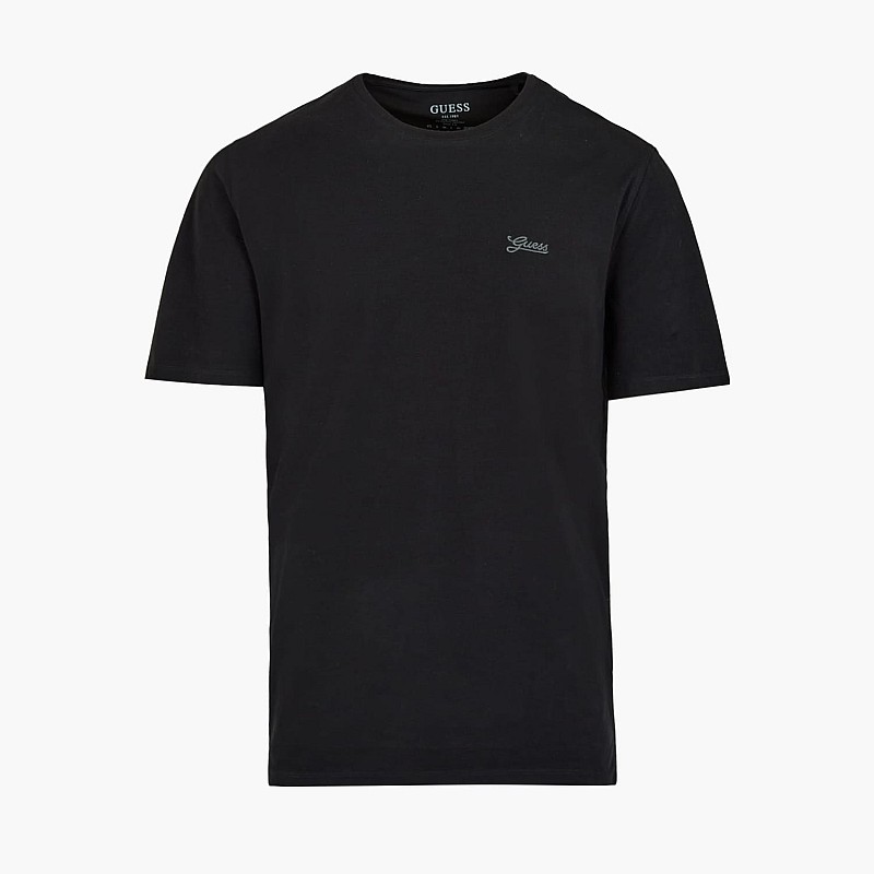 Ανδρικές Μπλούζες Basic.Pima Μαύρο Βαμβάκι Guess