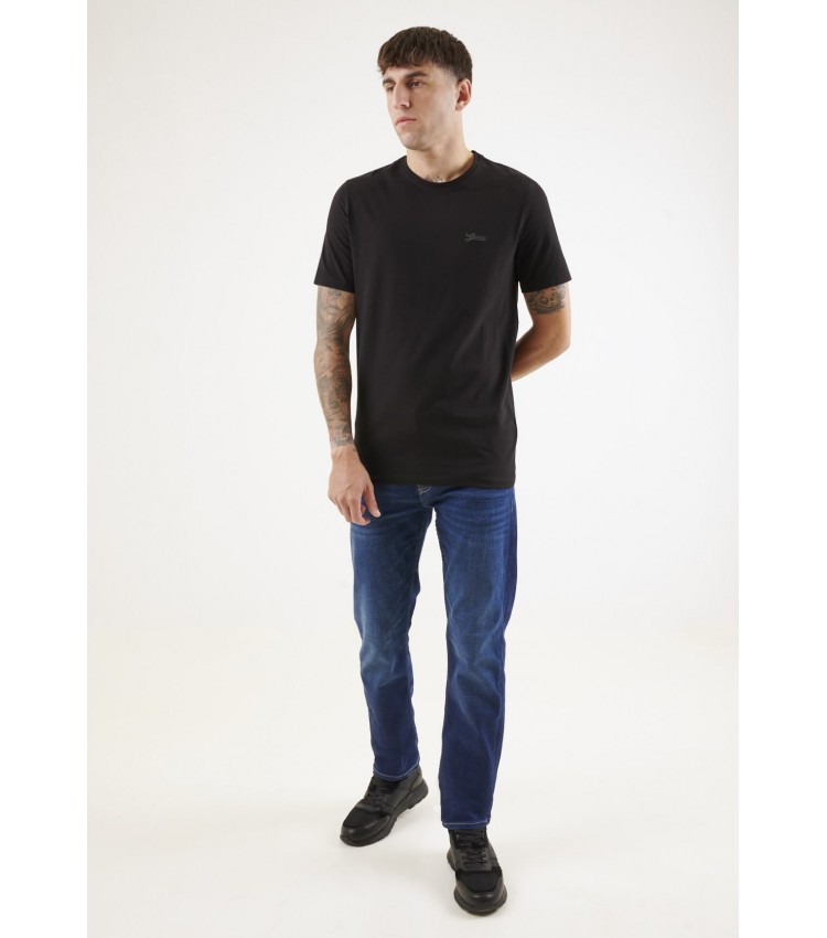 Men T-Shirts Basic.Pima Black Cotton Guess