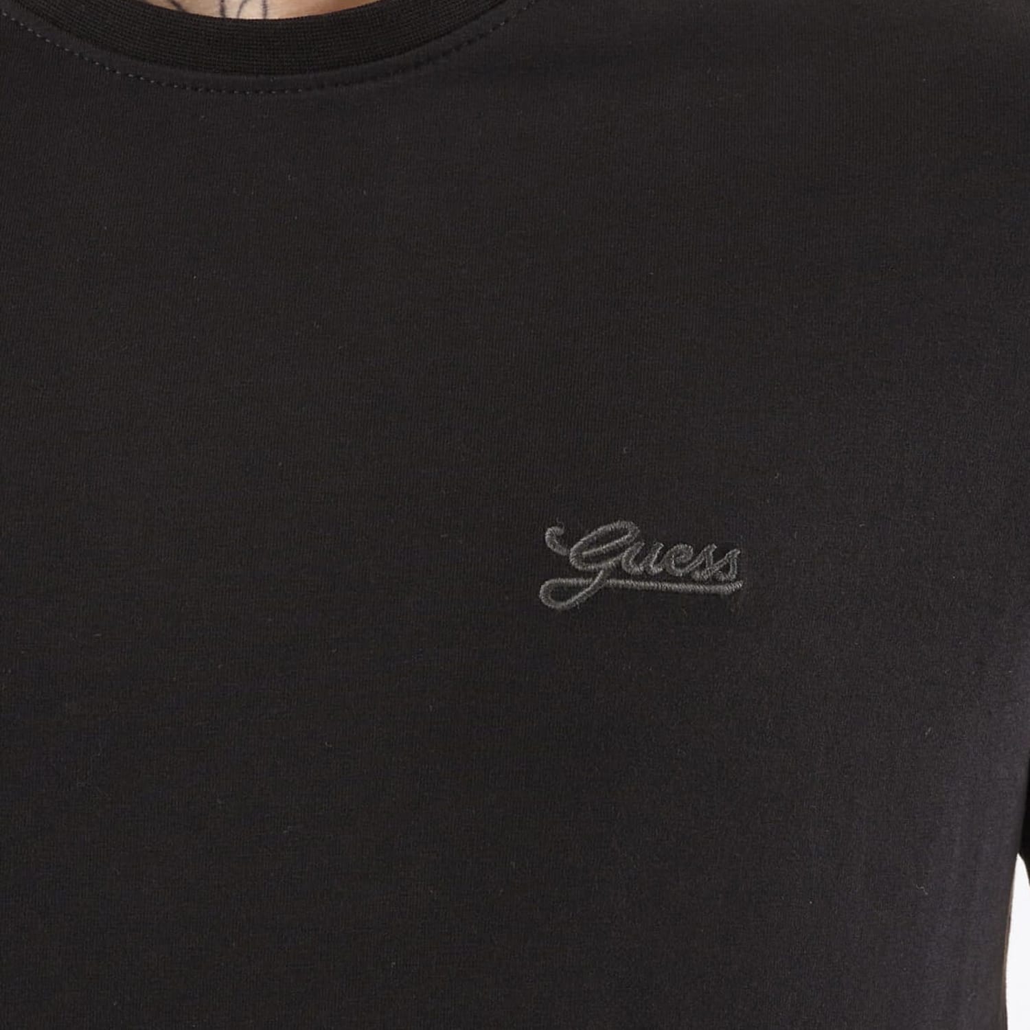 Ανδρικές Μπλούζες Basic.Pima Μαύρο Βαμβάκι Guess