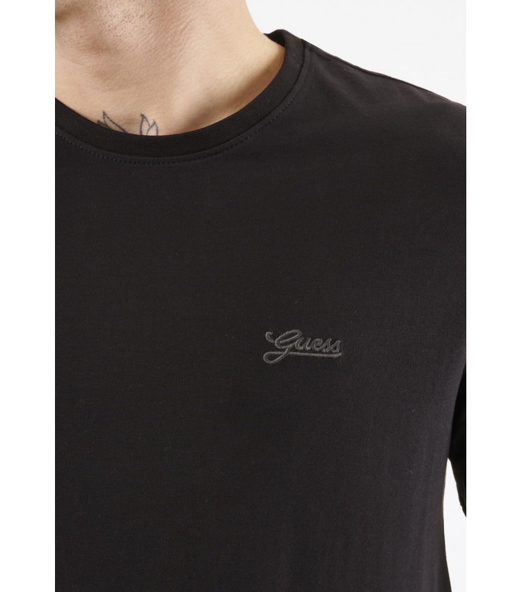 Men T-Shirts Basic.Pima Black Cotton Guess