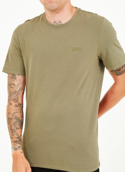 Ανδρικές Μπλούζες Basic.Pima Μαύρο Βαμβάκι Guess