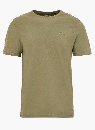 Ανδρικές Μπλούζες Basic.Pima Μαύρο Βαμβάκι Guess