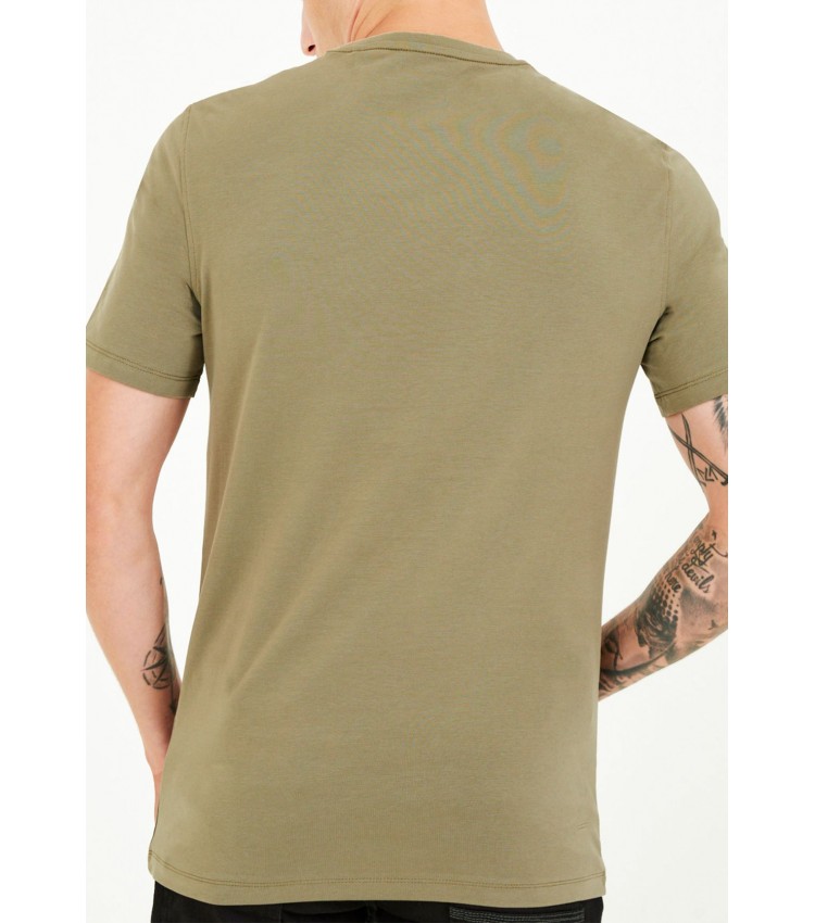 Men T-Shirts Basic.Pima Olive Cotton Guess
