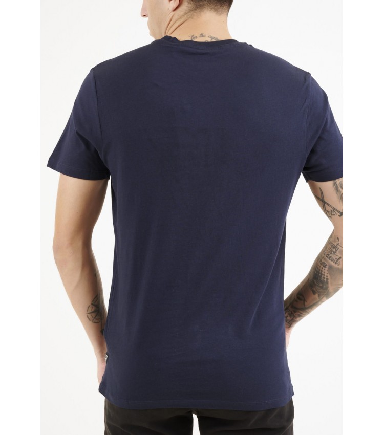 Men T-Shirts Bsc.Emb DarkBlue Cotton Guess