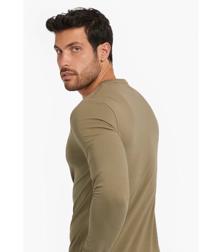 Men T-Shirts Ls.Core.23 Olive Cotton Guess