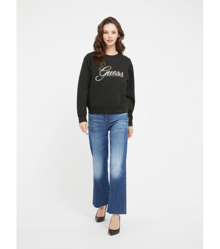 Women's Footers Script.Sweat Black Polyester Guess