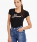 Women T-Shirts - Tops Script23 Black Cotton Guess