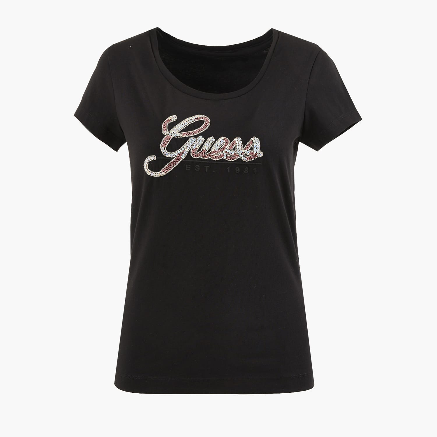 Γυναικείες Μπλούζες - Τοπ Script23 Μαύρο Βαμβάκι Guess