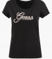 Women T-Shirts - Tops Script23 Black Cotton Guess