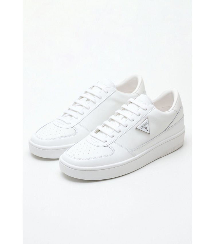 Men Casual Shoes Silea White Leather Guess