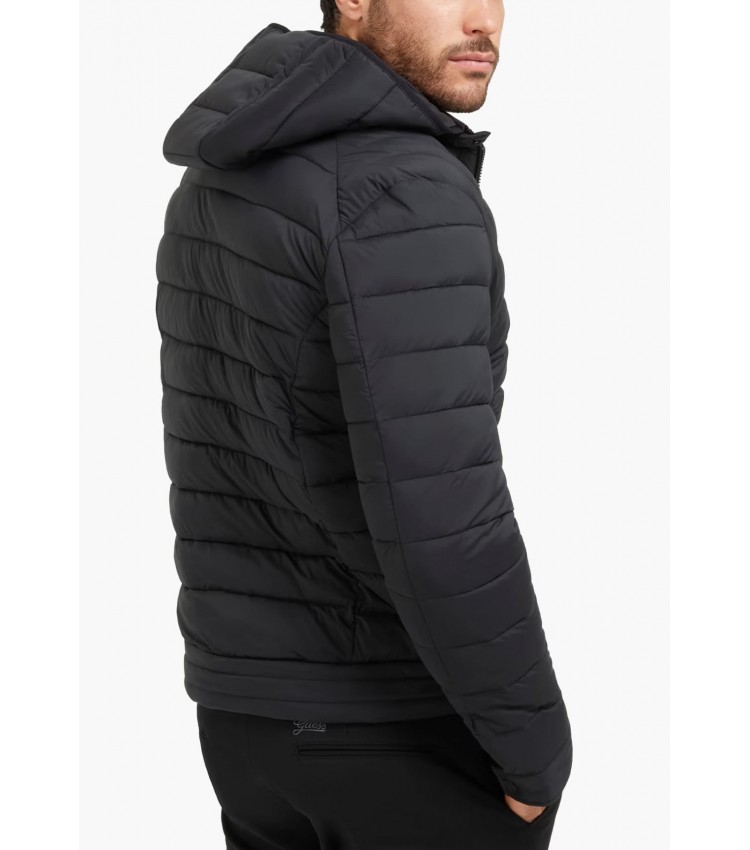 Ανδρικά Μπουφάν Stretch.Hoodie Μαύρο Πολυεστέρα Guess Ανδρικά Μπουφάν Stretch.Hoodie Μαύρο Πολυεστέρα Guess