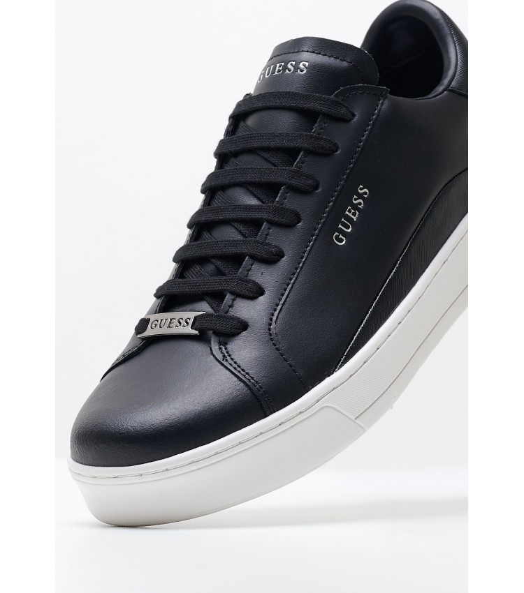 Men Casual Shoes Udine Black Leather Guess