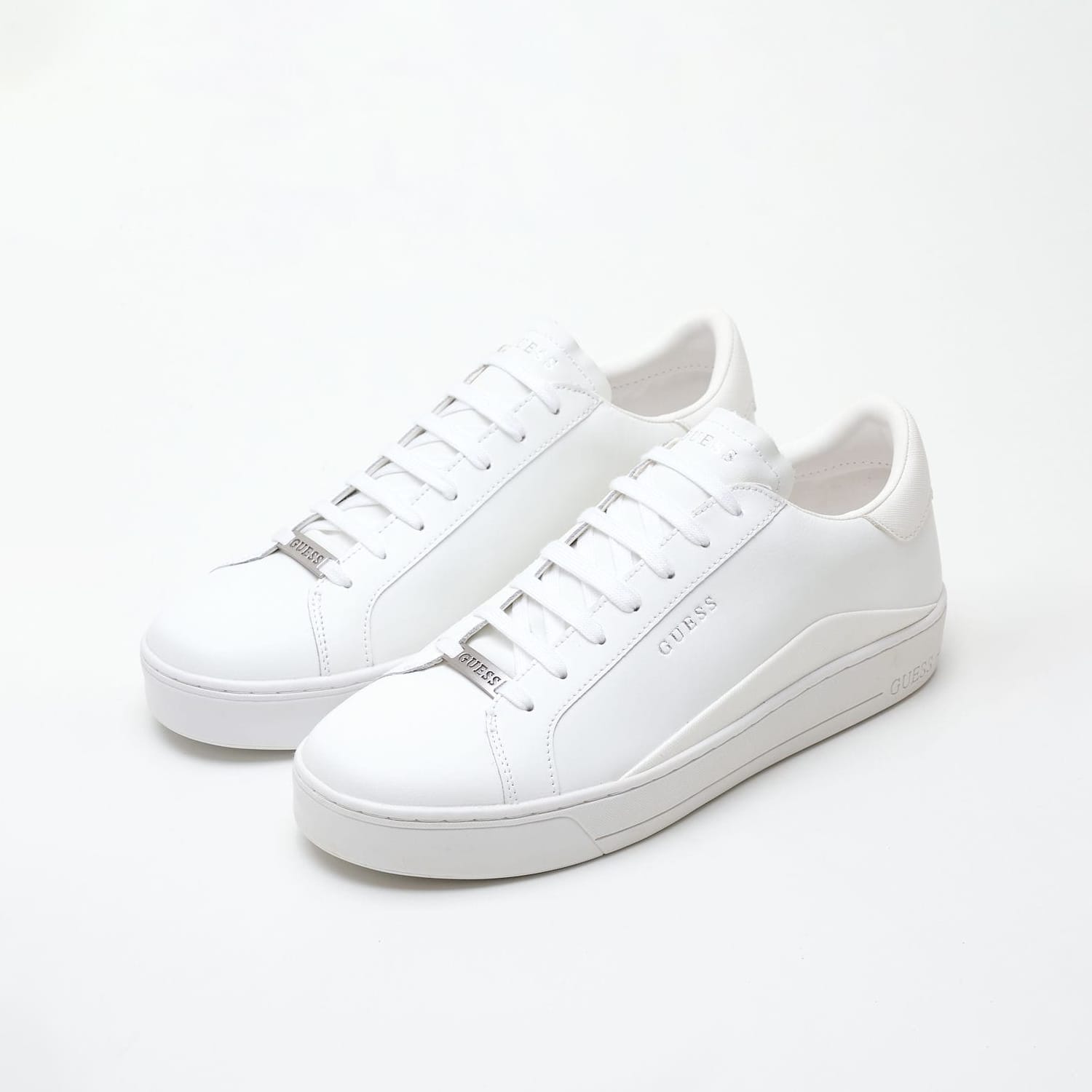 Men Casual Shoes Udine White Leather Guess Men Casual Shoes Udine White Leather Guess