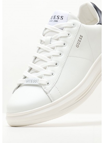 Men Casual Shoes Vibo.Wbk White Leather Guess