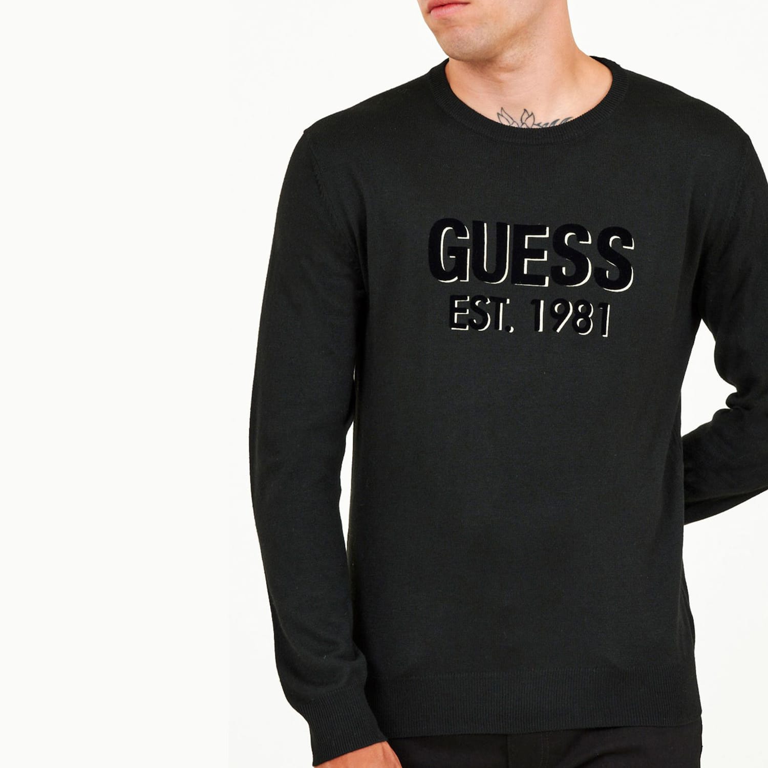 Ανδρικές Μπλούζες Virgil Μαύρο Πολυεστέρα Guess