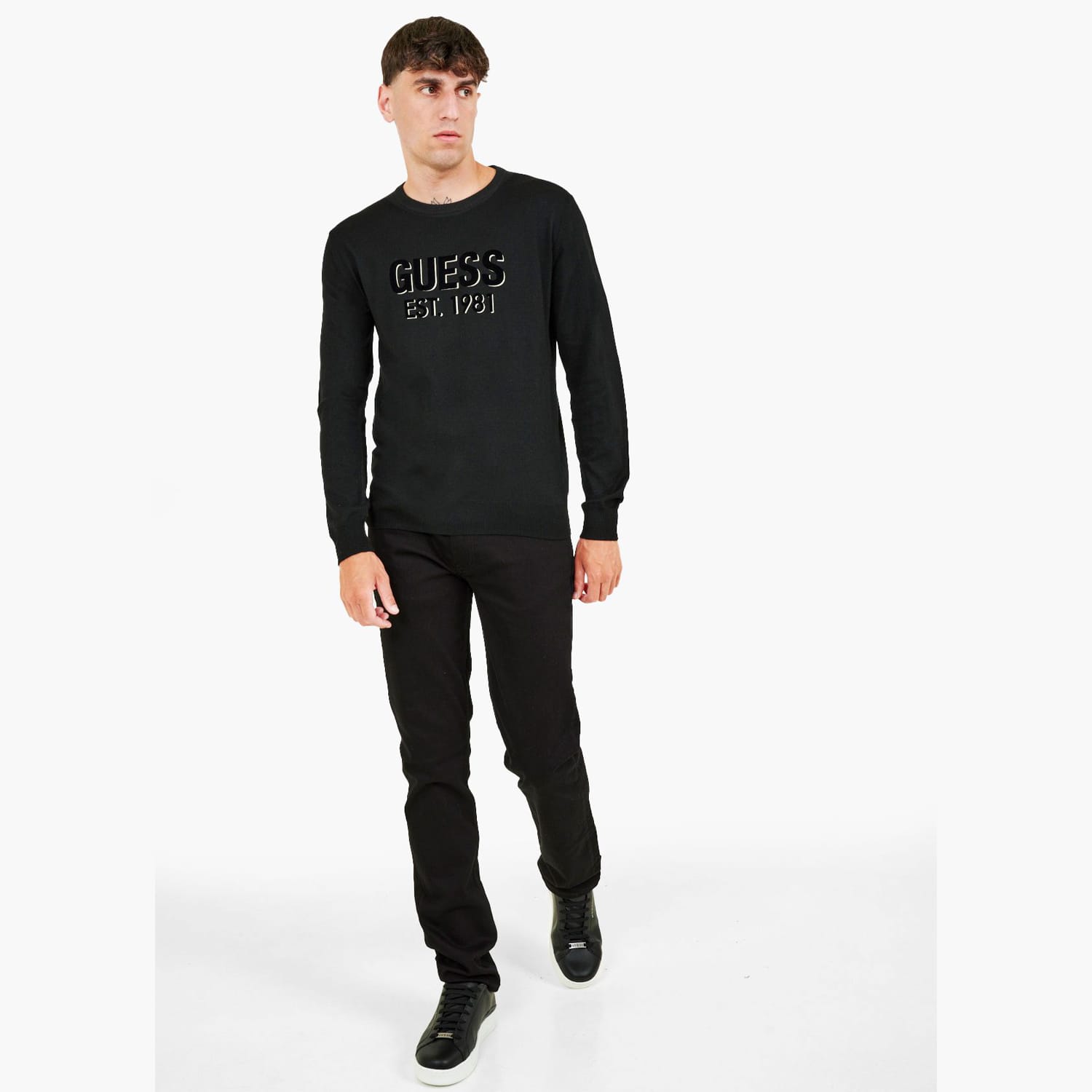 Ανδρικές Μπλούζες Virgil Μαύρο Πολυεστέρα Guess