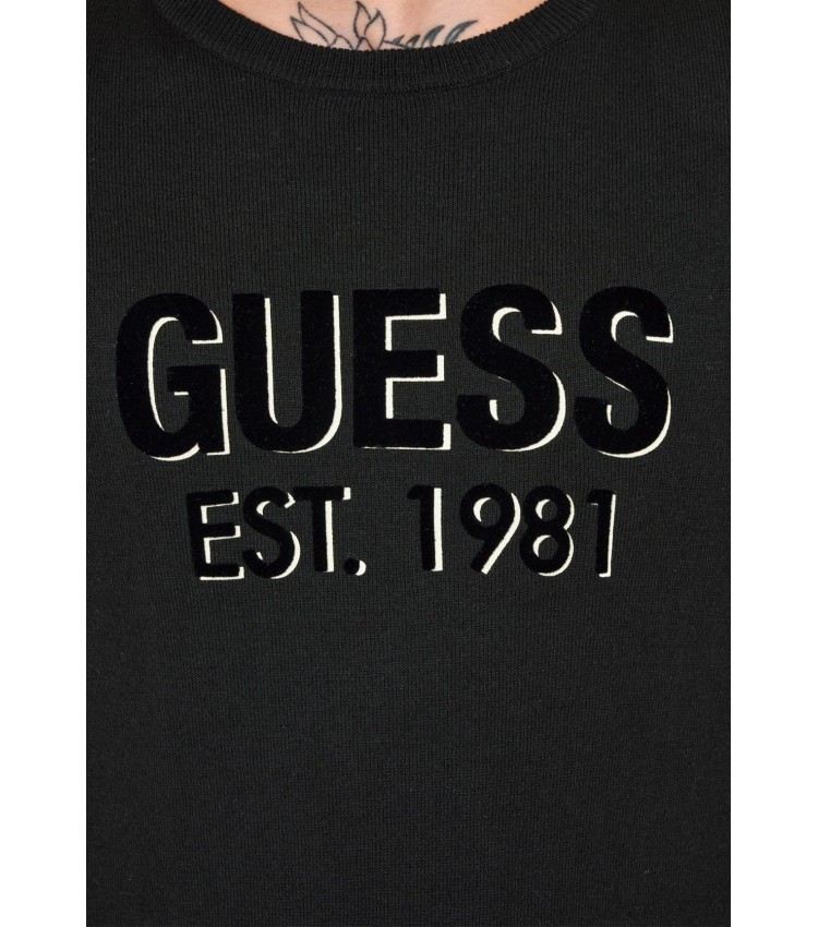 Ανδρικές Μπλούζες Virgil Μαύρο Πολυεστέρα Guess